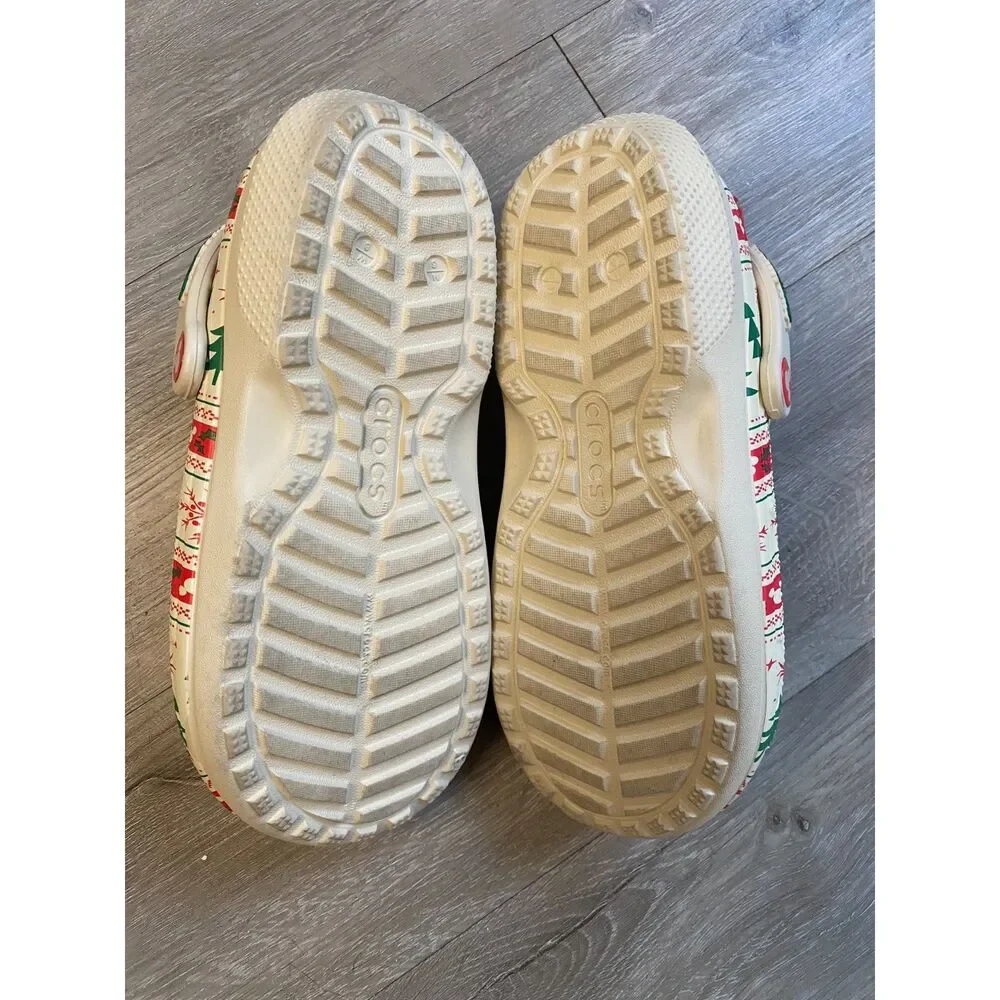 Crocs Disney Santa Mickey Mouse Fair Isle Holiday Lined Clogs M6 W8 211520-90H